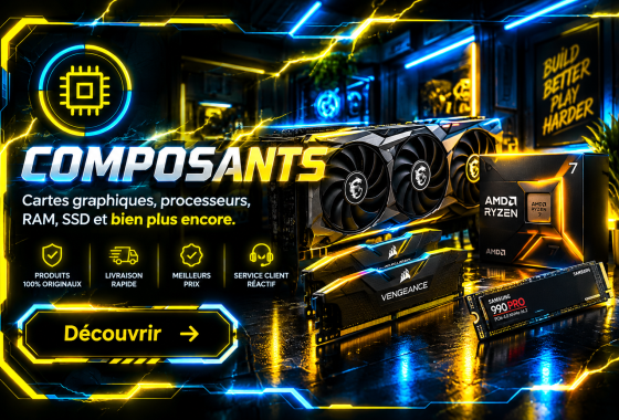 Composants - Cartes graphiques, processeurs, RAM...